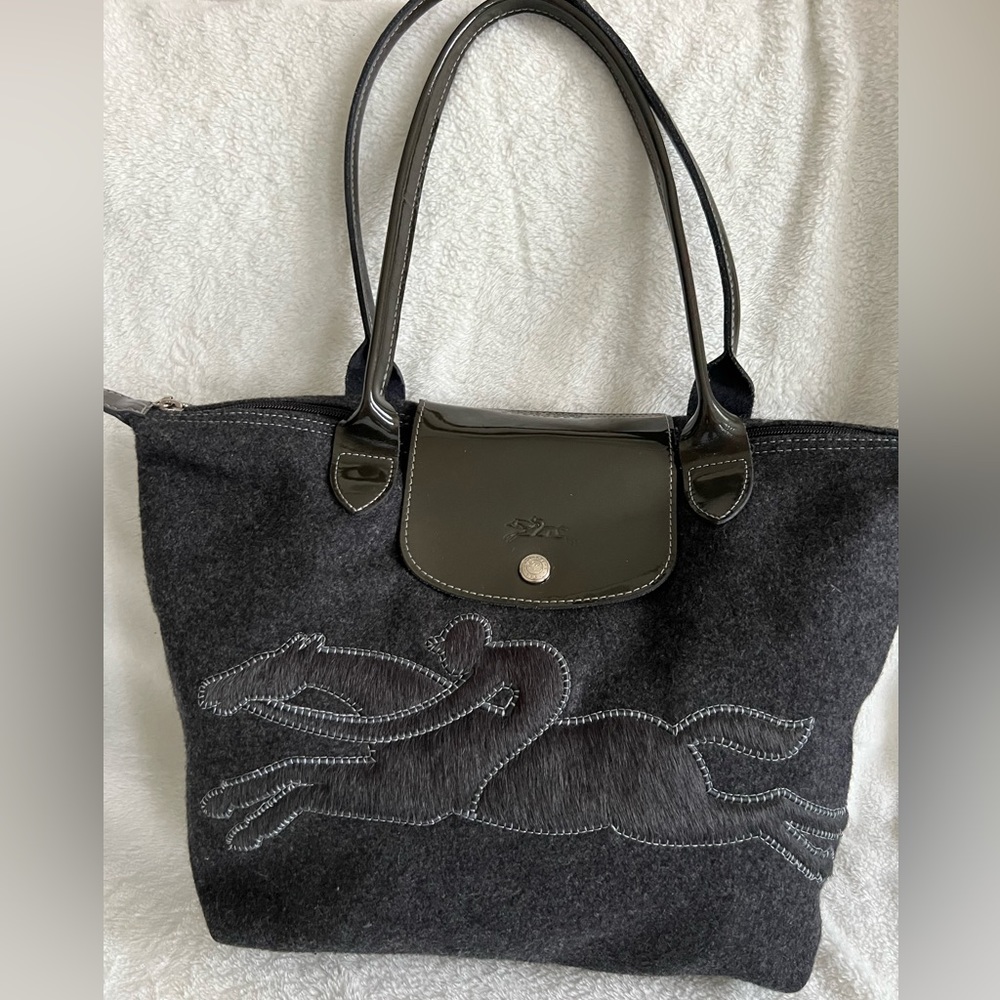 Dark grey Longchamp felt bag